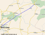 Rail route map Warsaw-Bialystok